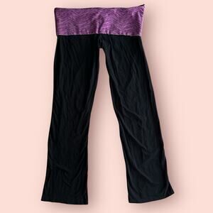 Fold Over Yoga Pants Y2K Women Flare Leggings Low Rise Large Zebra Pink Baddie
